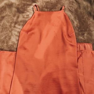 Coral Satin Long Dress